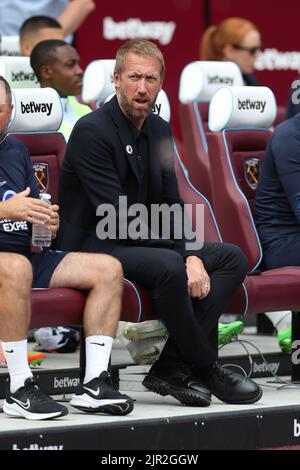 London, England, 21.. August 2022. Graham Potter, Manager von Brighton und Hove Albion vor dem Premier League-Spiel im Londoner Stadion. Bildnachweis sollte lauten: Kieran Cleeves / Sportimage Stockfoto