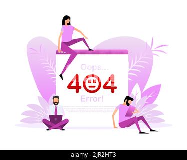 404, tolles Design für jeden Zweck. Flache Menschen. Internet-Netzwerk Stock Vektor