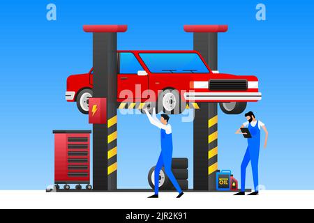 Car Service und Pannenhilfe. Abschleppwagen Stock Vektor