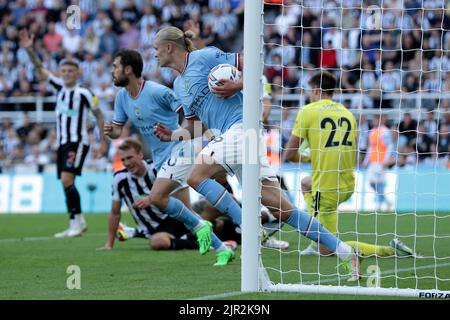 Newcastle, UK, 21/08/2022, ERLING HAALAND NACH DEM TOR, NEWCASTLE UNITED FC V MANCHESTER CITY FC, 2022Credit: Allstar Picture Library/ Alamy Live News Stockfoto