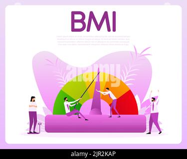 Indikator bmi. Body-Mass-Index und Fitness-Übung. Vektorgrafik. Stock Vektor