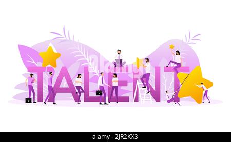 Talentschild mit flachen Leuten. Flache Illustration. Symbol, Logo-Illustration. Stock Vektor