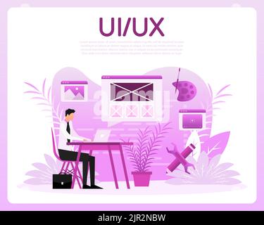 Web UI-UX Design, Web-Entwicklung. Digitale Industrie. Vektorgrafik. Stock Vektor