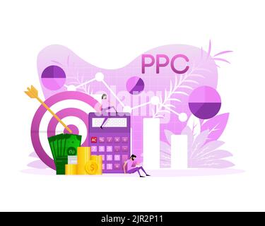 PPC-Mitarbeiter für Marketing-Design. Isometrische Vektordarstellung. Social-Media-Marketing Stock Vektor