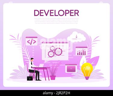 Entwicklung von Menschen in flacher Form. Vektorgrafik Stock Vektor