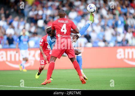 Neapel, Italien. 21. August 2022. Victor Osimhen von SSC Napoli während der Serie Ein Spiel zwischen Napoli und Monza im Stadio Diego Armando Maradona, Neapel, Italien am 21. August 2022. Kredit: Giuseppe Maffia/Alamy Live Nachrichten Stockfoto