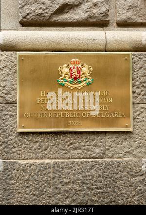 Nationalversammlung der Republik Bulgarien unterzeichnet in Sofia, Bulgarien, Osteuropa, Balkan, EU Stockfoto