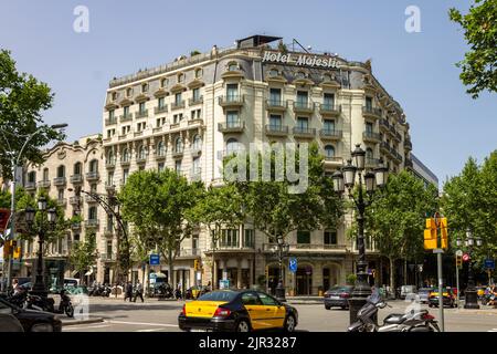 Das Äußere des Hotel Majestic in Passeig de Gracia, Barcelona, Spanien Stockfoto