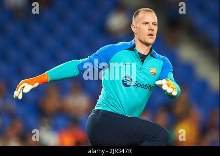 San Sebastian, Spanien. Am 21. August 2022 spielte Marc-Andre Ter Stegen vom FC Barcelona während des La Liga-Spiels zwischen Real Sociedad und dem FC Barcelona am 21. August 2022 im Real Arena Stadium in San Sebastian, Spanien. (Foto von Cesar Ortiz / PRESSIN) Stockfoto