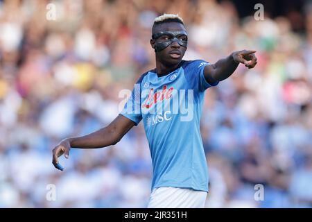 Napoli, Italien. 21. August 2022. Victor Osimhen von SSC Napoli während des Fußballspiels der Serie A zwischen SSC Napoli und AC Monza im Stadion Diego Armando Maradona in Napoli (Italien), 21.. August 2022. Foto Cesare Purini/Insidefoto Kredit: Insidefoto di andrea staccioli/Alamy Live News Stockfoto