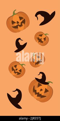 Vertikale Halloween-Banner. Jack olantern, Kürbis. Mobile Anzeige, Geschichten Verkauf Stock Vektor