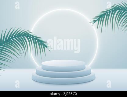 Produkt Podium Sommer Hintergrund 3D Display Vektor Natur Sockel Shocase. Produkt Podium Plattform Luxus tropische Präsentation. Stock Vektor