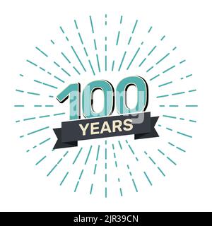 Einladung zum 100.-jährigen Retro-Stempel-Icon-Abzeichen. Jubiläum 100 sealbackground Happy Label Logo. Stock Vektor