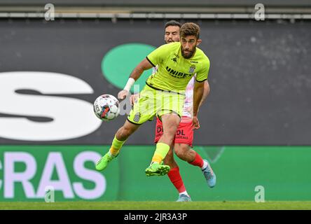 Waregem, Belgien, 21/08/2022, Charlerois Ali Gholizadeh im Einsatz während eines Fußballschlages zwischen SV Zulte-Waregem und Sporting Charleroi, Sonntag, 21. August 2022 in Waregem, am 5. Tag der ersten Division der belgischen Meisterschaft 2022-2023 in der 'Jupiler Pro League'. BELGA FOTO DAVID CATRY Stockfoto