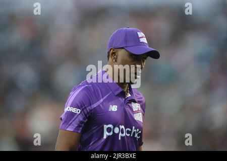 Leeds, Großbritannien. 21. August 2022. Clean Slate Headingley Cricket Ground, Leeds, West Yorkshire, 21.. August 2022. The Hundred- Northern Superchargers vs Manchester Originals Dwayne Bravo of Northern Superchargers Credit: Touchlinepics/Alamy Live News Stockfoto