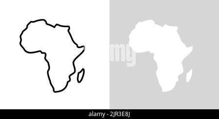 Vektor-Symbol für Afrika-Linienkarte. Afrikanischer Umriss Kontinent Art flache Coutour isolierte afrikanische Formkarte Stock Vektor