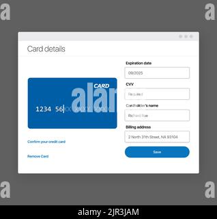 Bankkarte hinzufügen. Design-Konzept für Zahlungsmethoden. Bildschirm „Schritt Zum Hinzufügen Einer Kreditkarte“ Mit Ihrem Bankkonto Verknüpfen. Minimalistisches UI-Design-Konzept Stock Vektor