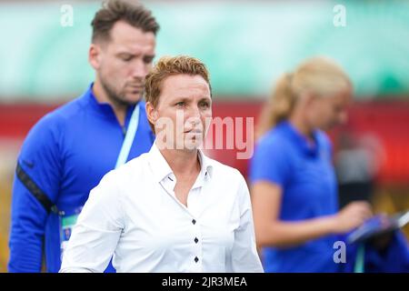 Alajuela, Costa Rica. 21. August 2022. Alajuela, Costa Rica, August 21. 2022: Chefcoach der Niederlande Jessic Torny während der FIFA U20 Womens World Cup Costa Rica 2022 Viertelfinale Fußballspiel zwischen Nigeria und den Niederlanden bei Morera Soto in Alajuela, Costa Rica. (Daniela Porcelli/SPP) Quelle: SPP Sport Press Foto. /Alamy Live News Stockfoto