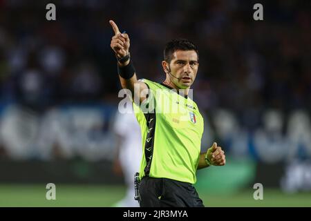 Bergamo, Italien. 21. August 2022. Fabio Maresca Gesten während Atalanta BC gegen AC Mailand, italienische Fußballserie Ein Spiel in Bergamo, Italien, August 21 2022 Quelle: Independent Photo Agency/Alamy Live News Stockfoto