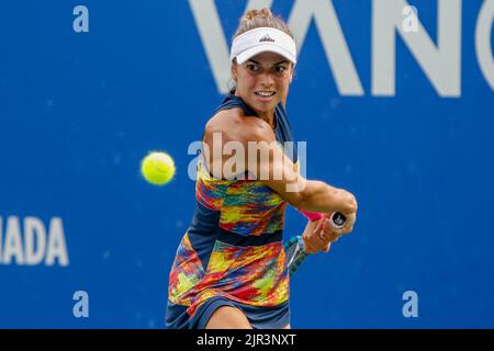 21. August 2022: 21/08/2022 - VANCOUVER, BC - 21. AUGUST : Final Match Womens Valentini Grammatikopoulou(GRE) def Lucia Bronzetti (ITA)während des neunten Tages von 2022 Odlum Brown VanOpen im Hollyburn Country Club am 21. August 2022, in West Vancouver, British Columbia, Kanada.(Foto: Clelio Tomaz/Pximages (Bild: © Clelio Tomaz/PX Imagens via ZUMA Press Wire) Stockfoto