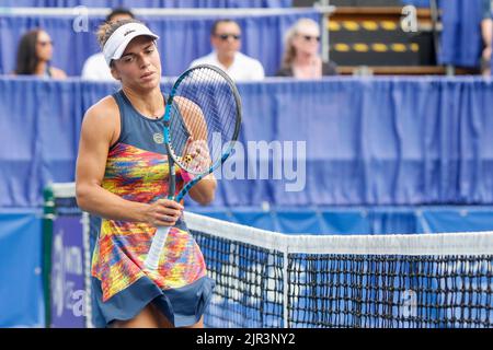 21. August 2022: 21/08/2022 - VANCOUVER, BC - 21. AUGUST : Final Match Womens Valentini Grammatikopoulou(GRE) def Lucia Bronzetti (ITA)während des neunten Tages von 2022 Odlum Brown VanOpen im Hollyburn Country Club am 21. August 2022, in West Vancouver, British Columbia, Kanada.(Foto: Clelio Tomaz/Pximages (Bild: © Clelio Tomaz/PX Imagens via ZUMA Press Wire) Stockfoto