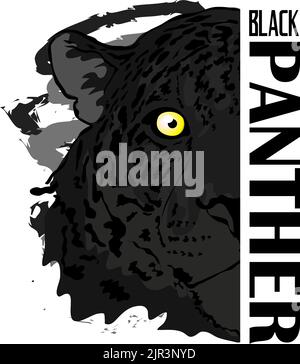 Schwarzer Panther-Kopfdruck Stock Vektor