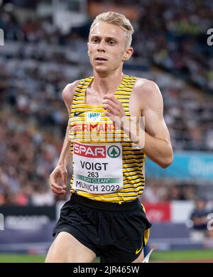 Bayern, MŸnchen: 21. August 2022, Leichtathletik: Europameisterschaften, Olympiastadion, 10000m, Männer, Endgültig. Nils Voigt aus Deutschland im Einsatz. Foto: Sven Hoppe/dpa Stockfoto