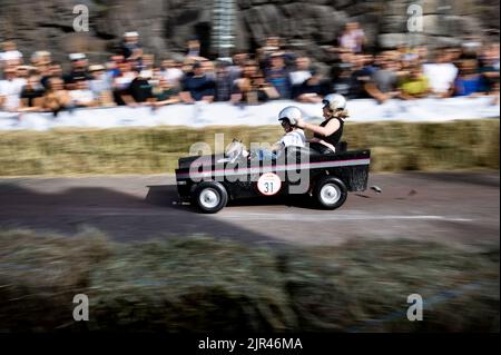 Stockholm, Schweden, 21. August 2022. Red Bull Soapbox-Rennen im Zentrum von Stockholm, Schweden, 21. August 2022. Foto Pontus Lundahl / TT Code 10050 Stockfoto