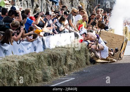 Stockholm, Schweden, 21. August 2022. Red Bull Soapbox-Rennen im Zentrum von Stockholm, Schweden, 21. August 2022. Foto Pontus Lundahl / TT Code 10050 Stockfoto