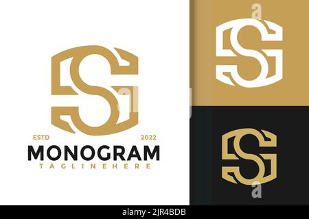 Eine Logovorlage mit S-Monogramm in Weiß- und Goldtönen Stock Vektor