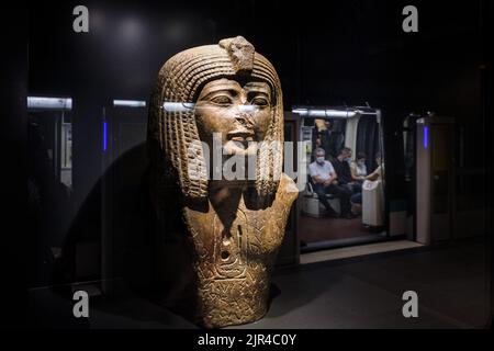 Frankreich. Paris (75) (1. Bezirk) die Bahnsteige des U-Bahnhofs Louvre Rivoli sind mit Reproduktionen von Kunstwerken aus dem Louvre mu dekoriert Stockfoto