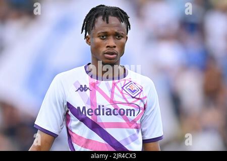 Empoli, Italien. 21. August 2022. Christian Michael Kouakou Kouame (ACF Fiorentina) während des FC Empoli gegen ACF Fiorentina, italienische Fußballserie A Spiel in Empoli, Italien, August 21 2022 Quelle: Independent Photo Agency/Alamy Live News Stockfoto