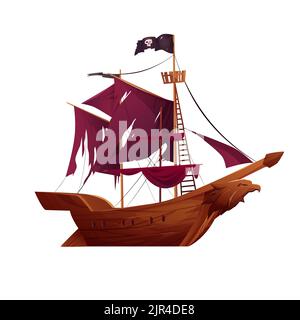 Pirate Schiff Cartoon Vektor Illustration. Stock Vektor