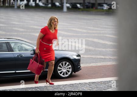 2022-08-22 09:22:06 ARNHEM - stellvertretende Jeanette Baljeu der Provinz Südholland vor dem Beginn eines Gesprächs mit dem Kabinett und Stickstoff-Vermittler Johan Remkes über die Stickstoffkrise. Unter anderem treten der Verband der niederländischen Gemeinden, der Verband der Wasserbehörden, die interprovinzielle Konsultation und verschiedene Provinzleiter bei. ANP JEROEN JUMELET niederlande Out - belgien Out Stockfoto