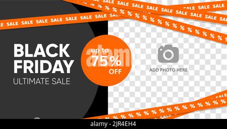 Social Media Black Friday Promo-Post-Vorlage, editierbare Social-Media-Vorlage. Hintergrund für Social-Media-Promotion Verkaufsdesign-Vektor. Banner-Vorlage. Vektorgrafik. Stock Vektor