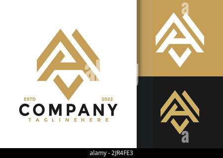 Eine Logovorlage mit einem Monogramm in Weiß- und Goldtönen Stock Vektor