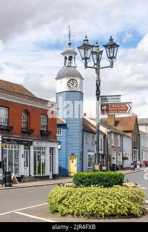 Queen Victoria Jubilee Clock Tower (1888), Stoneham Street, Coggeshall, Essex, England, Vereinigtes Königreich Stockfoto