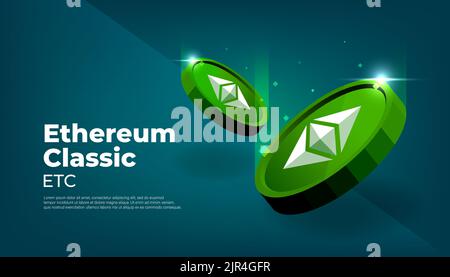 Ethereum Classic-Banner. ETC Münze Kryptowährung Konzept Banner Hintergrund. Stock Vektor