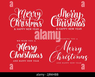Fröhliche weihnachten Typografie Vektor-Set. Fröhliche weihnachten Typografie Text in typografischen Schriftzügen Stil für Weihnachten Weihnachtszeit Kalligraphie Kollektion. Stock Vektor