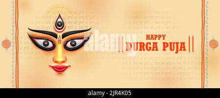 Göttin Durga Gesicht in Happy Durga Puja Subh Navratri Indian Religiöse Header Banner Hintergrund Stock Vektor