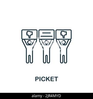 Picket-Symbol. Line Simple Line Protest Icon für Templates, Webdesign und Infografiken Stock Vektor