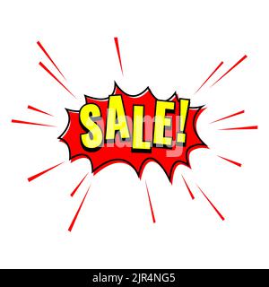 Rotes Verkaufsetikett. Pop Art Comic Verkauf Rabatt Werbebanner. Stock Vektor