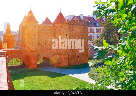 Farbenfrohe Gebäude im Zentrum von Warschau. Warschauer Altstadt Stockfoto