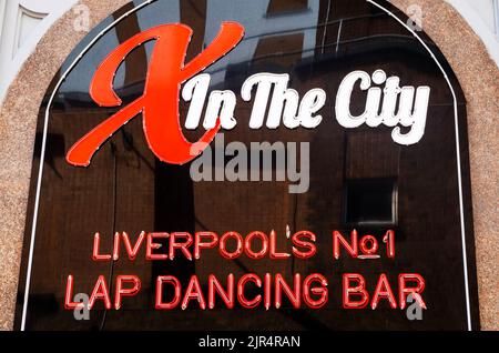 X in the City eine Liverpooler Lap Dance Bar auf der Wood Street Stockfoto