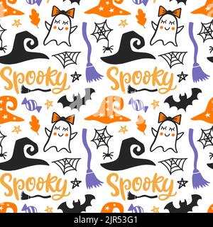 Halloween Hübsch Vektor Nahtlose Muster Textur Stock Vektor