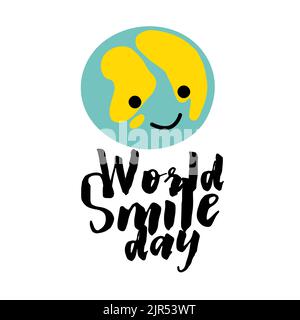 Welt Lächeln Tag Illustration mit Globus lächelnd Gesicht Stock Vektor
