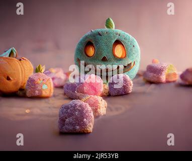 halloween niedlichen Kürbis auf Hintergrund. Stockfoto