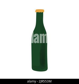 Abbildung der grünen Flasche isoliert auf weißem Hintergrund Stock Vektor
