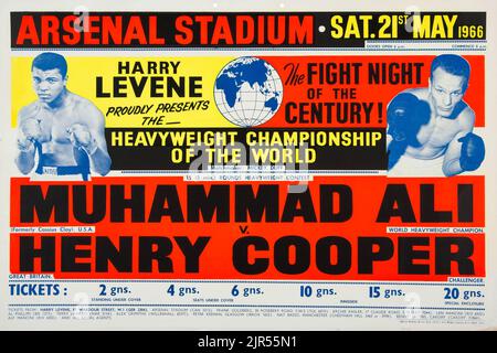 1966 Muhammad Ali gegen Henry Cooper vor-Ort-Kampfposter Stockfoto