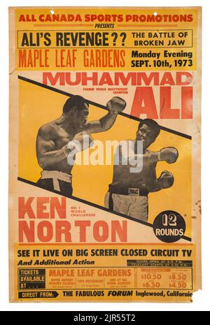 1973 Muhammad Ali gegen Ken Norton II – Poster zu geschlossenen Schaltkreisen Stockfoto